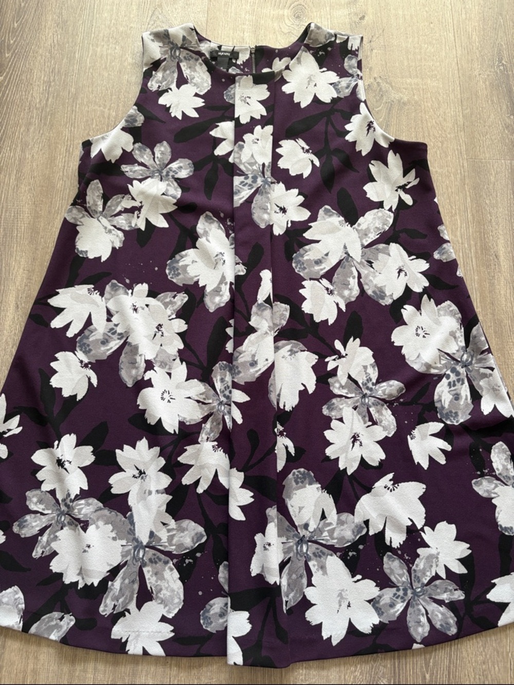 Alfani Plum Floral Sleeveless A-Line Dress